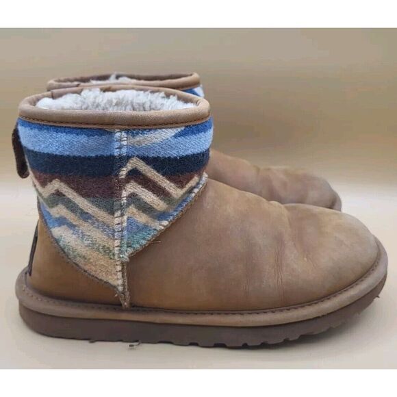 UGG × PENDLETON Classic‎ Mini Mouton Boots Brown Size 5 - Picture 6 of 9